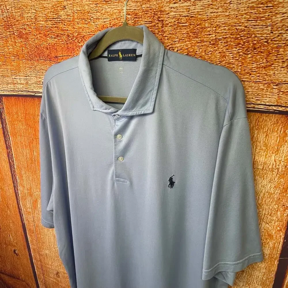 Ralph Lauren Performance Wicking Short Sleeve Polo Shirt Light Blue XXL